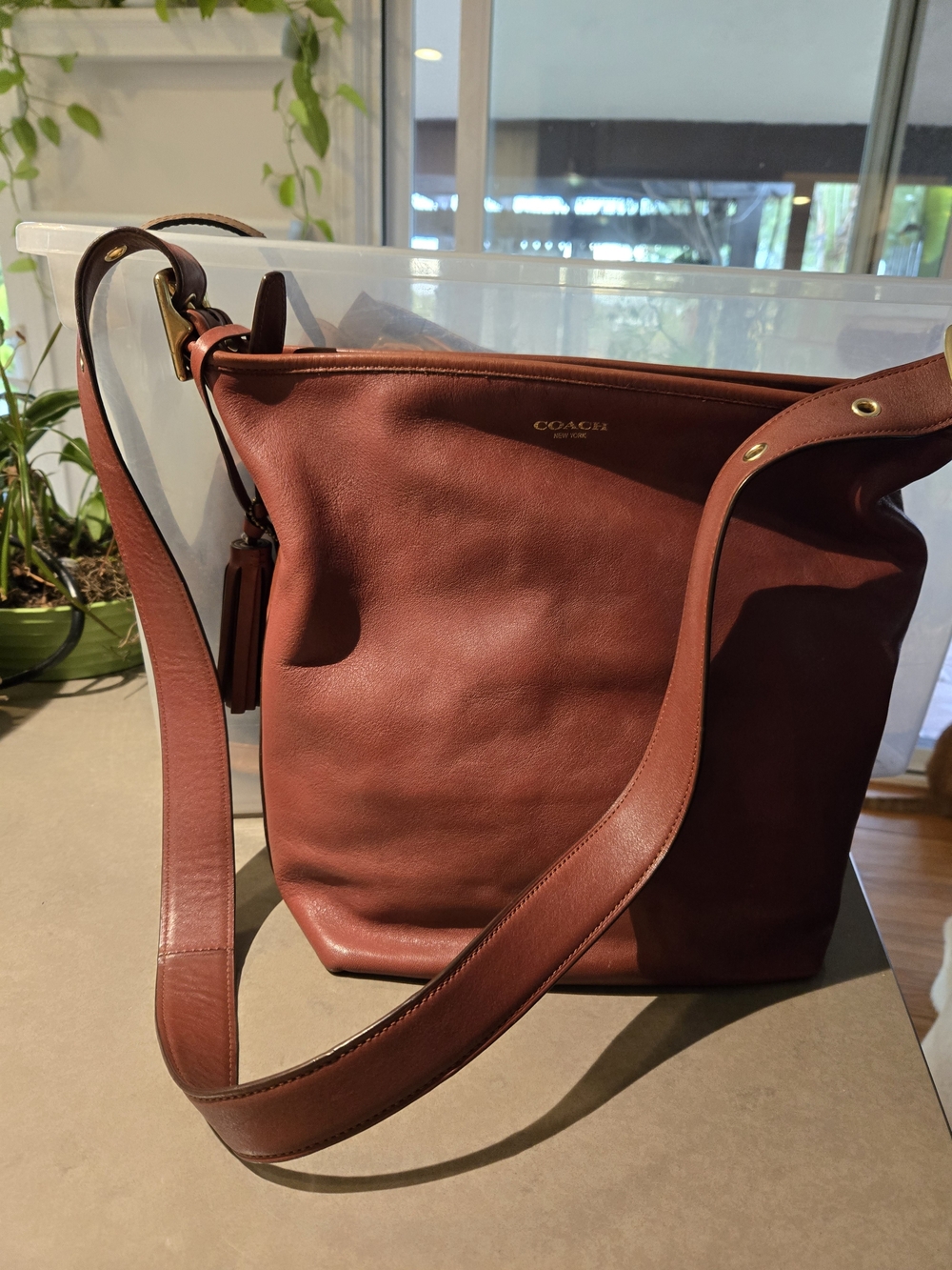 COACH Women’s Leather Shoulder Bag - Red Brown